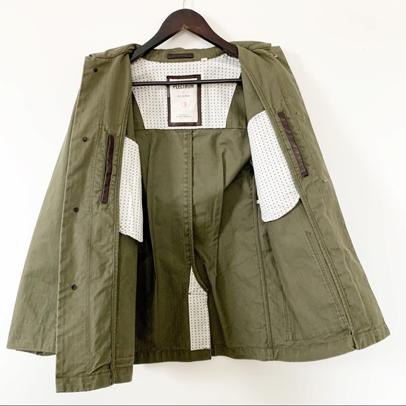 Ben Sherman Olive Canvas Peacoat Style Jacket - Picture 5 of 8